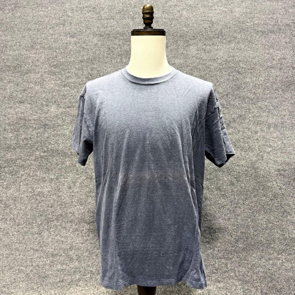 Vintage J.Crew Mens XL Blue T Shirt 100% Cotton Made Single Stitch Blank Tee